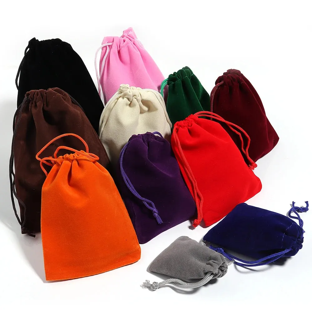 5–10pcs Velvet Drawstring Gift Bags – Multi-Size Jewelry & Candy Pouches