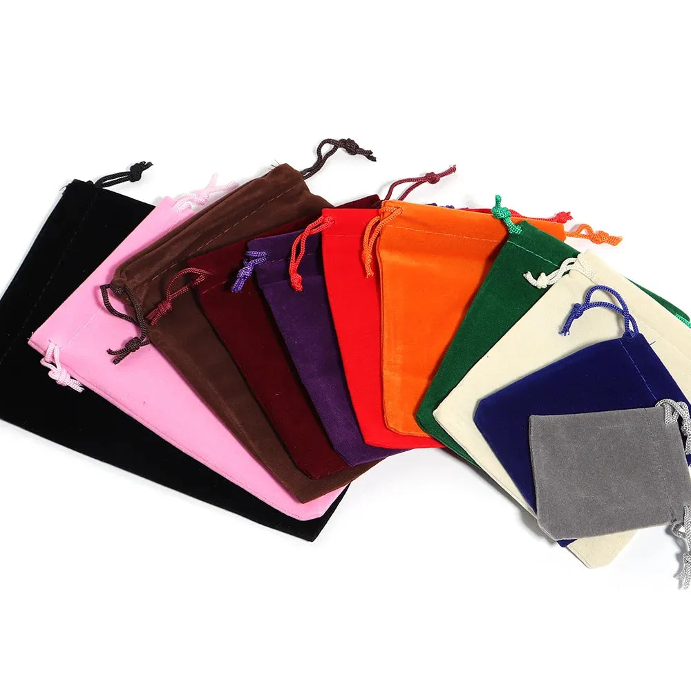 5–10pcs Velvet Drawstring Gift Bags – Multi-Size Jewelry & Candy Pouches