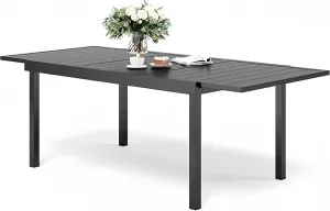 61"-87" Patio Dining Table for 6-8,Expanded Patio Table,E-Coating and Powder Coating Steel Frame Metal Outdoor Patio Table for Garden Backyard Lawn Yard