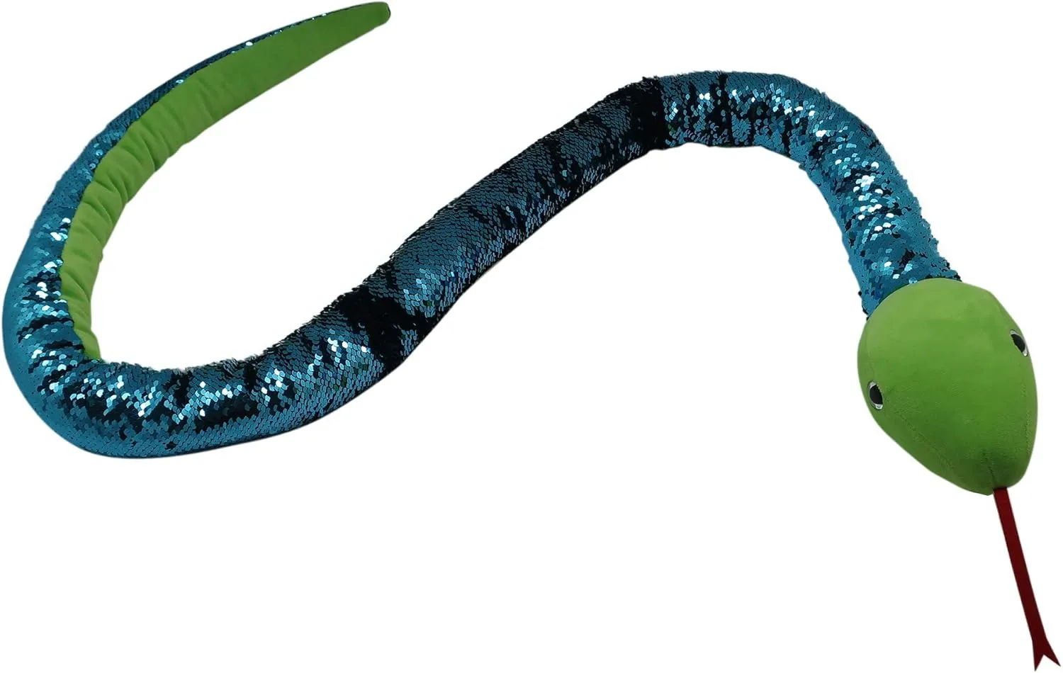 67” Reversible Flip Sequin Snake Stuffed Animal, Mermaid Sequin Toys for Kids, Sensory Fidget Toy, Soft Plush, Cool Room Decor, Unique Birthday Gift for Girls & Boys (Teal)