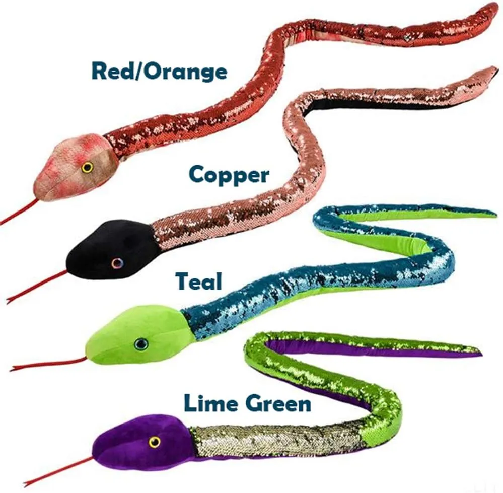 67” Reversible Flip Sequin Snake Stuffed Animal, Mermaid Sequin Toys for Kids, Sensory Fidget Toy, Soft Plush, Cool Room Decor, Unique Birthday Gift for Girls & Boys (Teal)