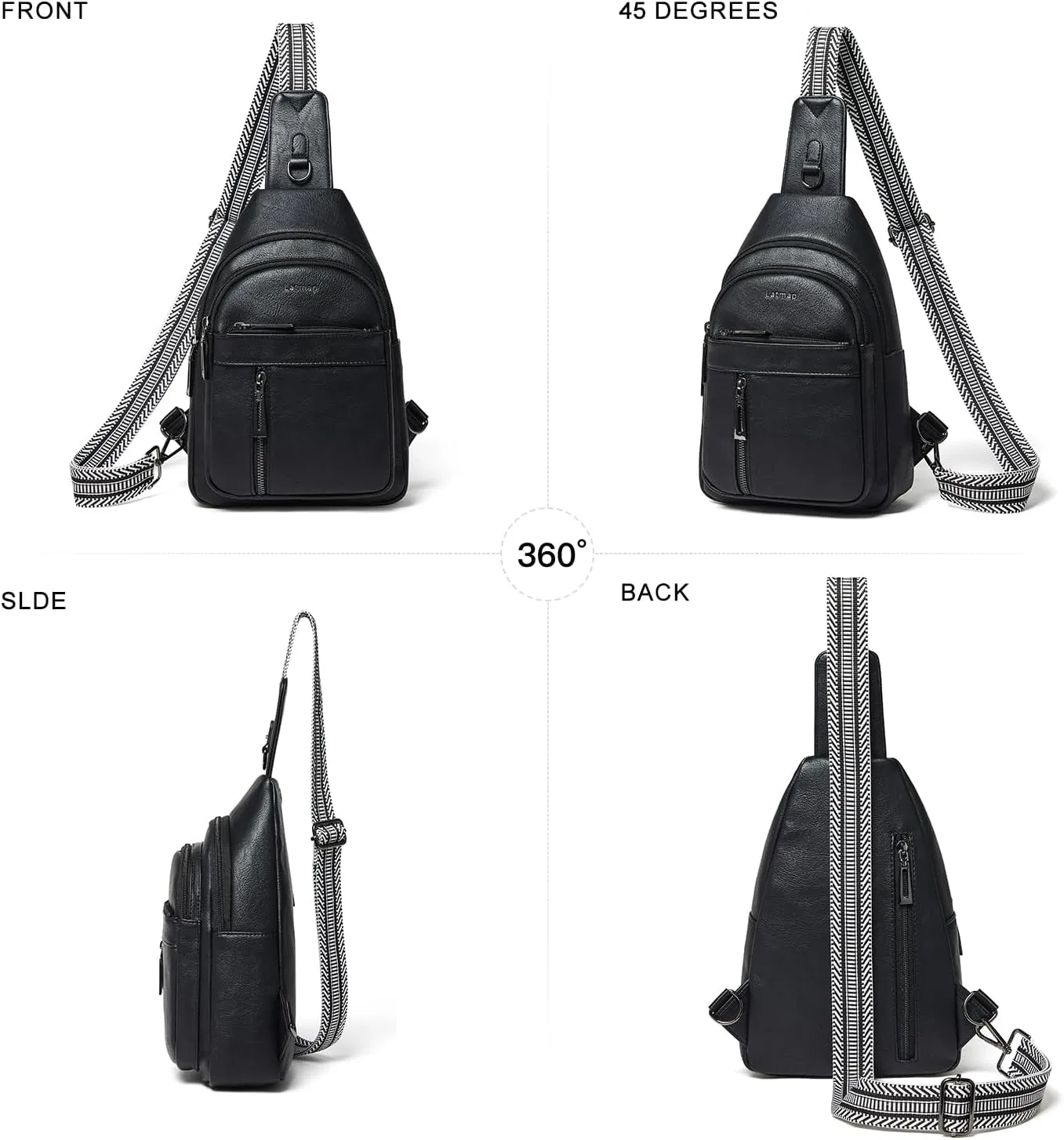 7L Sling Bag For Women Men Backpack Fanny Pack Crossbody Chest Travel Shoulder Belt Bags Purse Handbag PU Leather