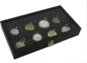 8 Pocket Watch Show Case Display Antique Jewelry Supply Glass Top