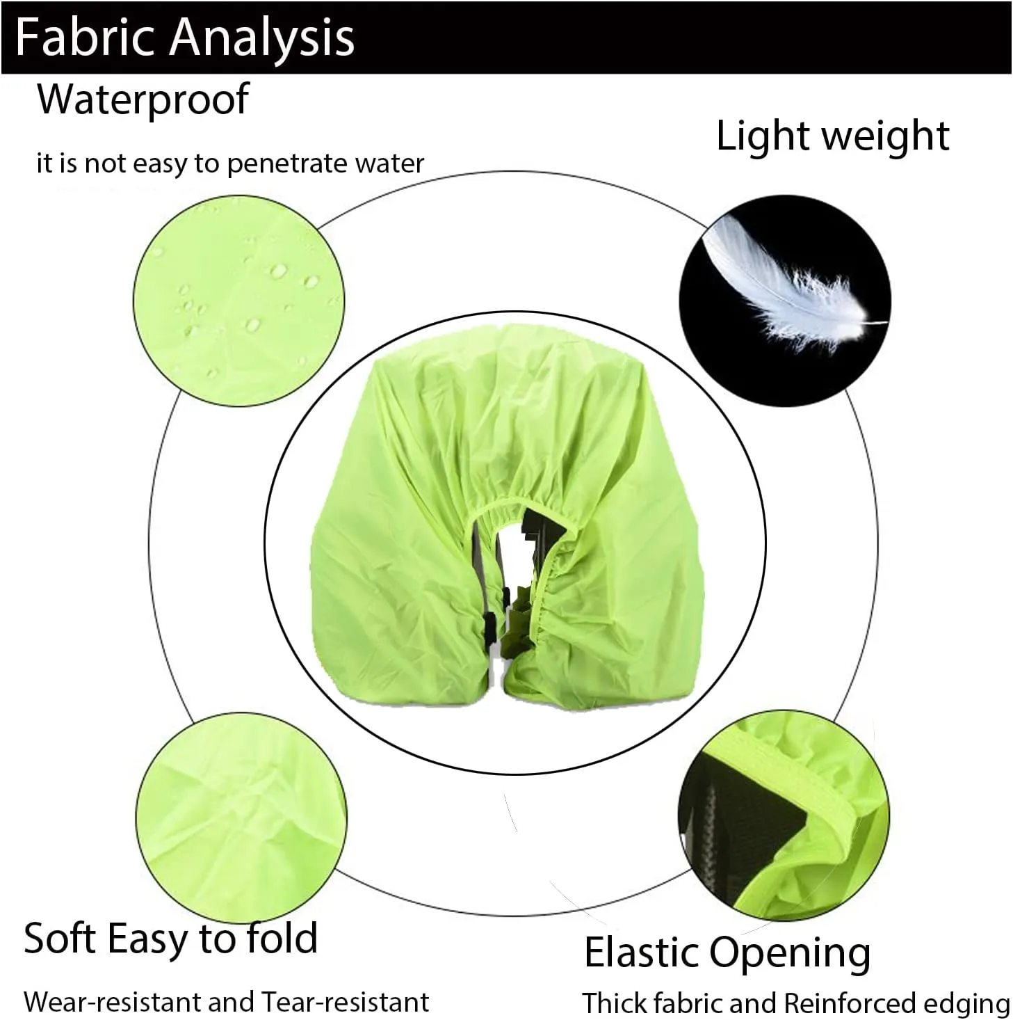 80L - 100L Bicycle Rear Rack Rain Cover Bike Trunk Rain Cover Green