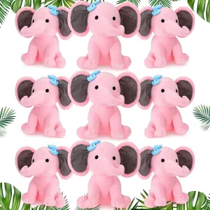 9-Piece Soft Cute Elephant Plush Toys for Baby Shower & Party Supplies (Pink)
