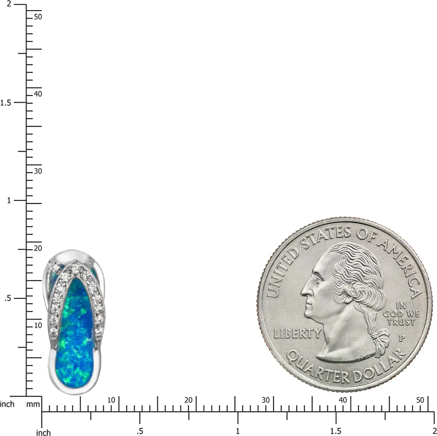925 Sterling Silver Hawaiian Flip Flop Slipper Sandal Necklace Pendant with 18" Box Chain, Genuine Koa Wood Blue Opal Abalone Shell Cubic Zirconia, Nickle Free Hypoallergenic for Sensitive Skin, Gift Box Included
