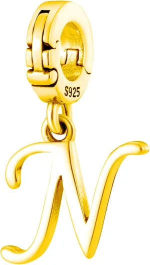 A-Z Alphabet Letters Versatile Clip On Open Multi-Clasp Pendant 925 Sterling Silver Charm For Pandora & Other Link Charm Bracelets/Necklaces/Anklets/Etc