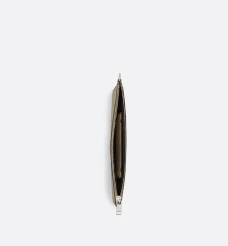 A5 Pouch • Beige Grained Calfskin with CD Icon Signature