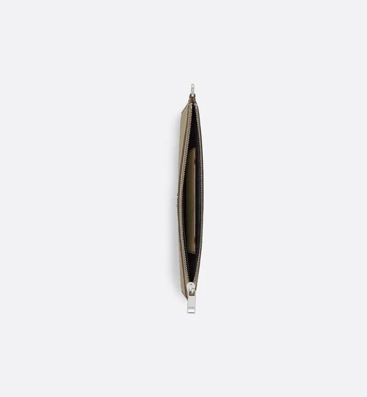 A5 Pouch • Beige Grained Calfskin with CD Icon Signature