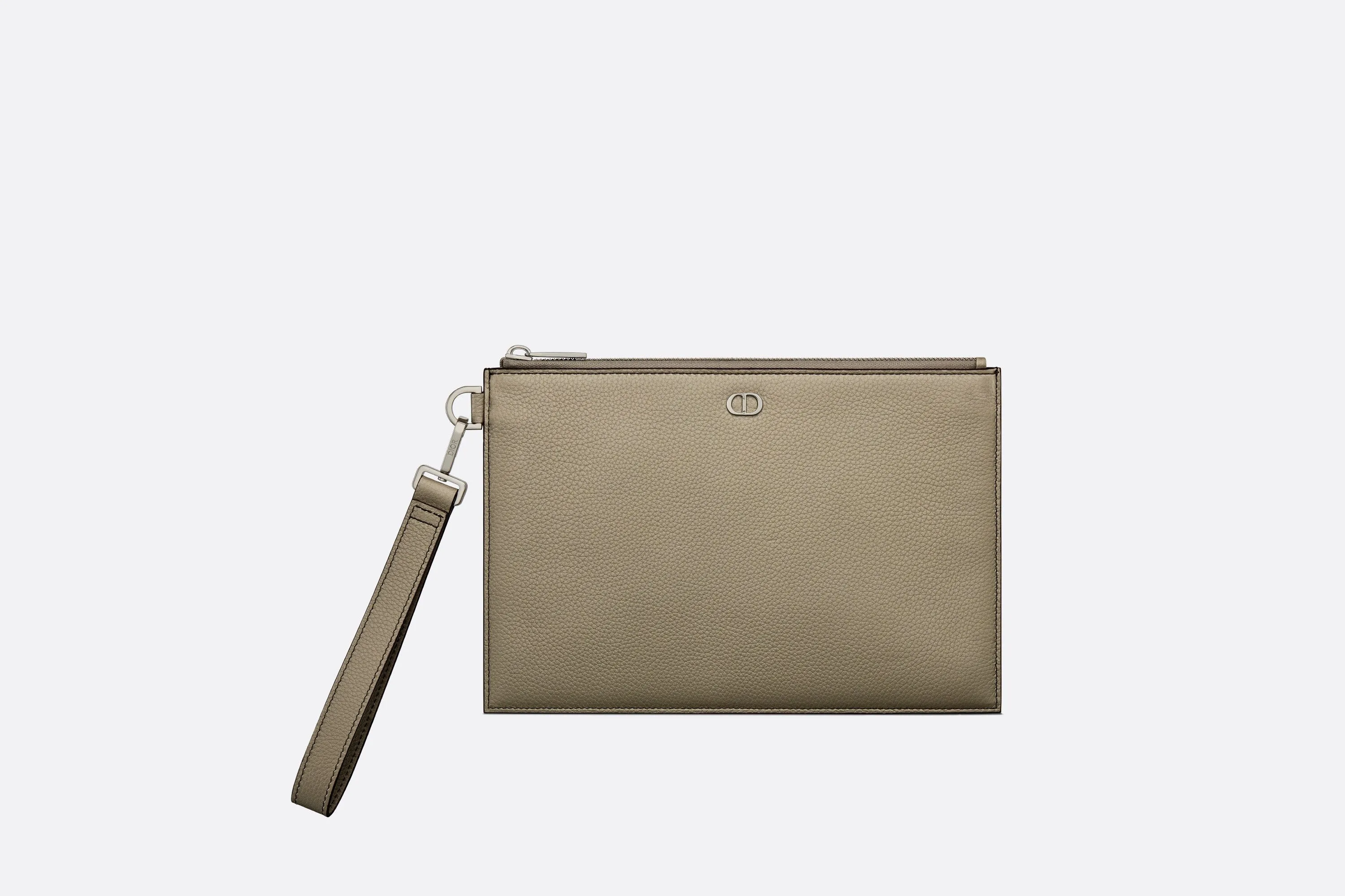 A5 Pouch • Beige Grained Calfskin with CD Icon Signature