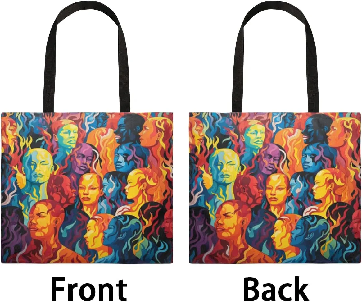 Abstract Ancient Prose Canvas Tote Bag for Women Men Stylish Tote Handbag Shoulder Bag Reusable Grocery Bag