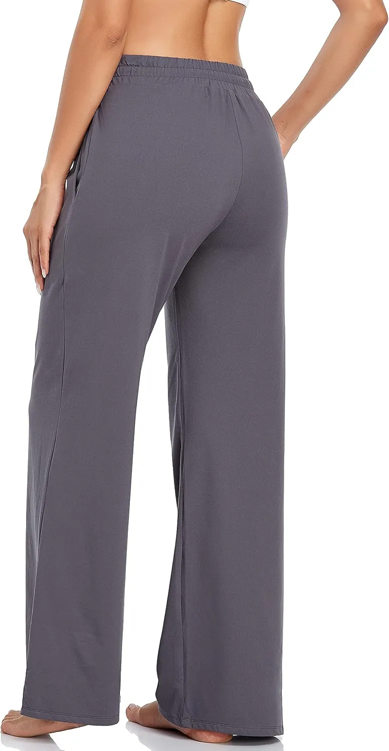 ADANIKI Sweatpants Women Yoga Pants with Pockets for Women Pajamas Work Pants Wide Leg Drawstring Pants for Women's Lounge