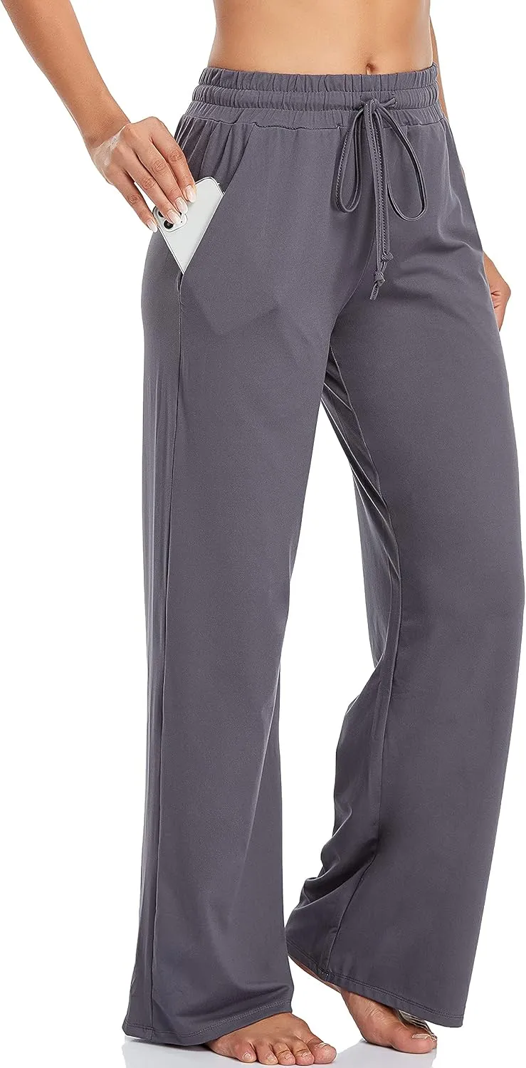 ADANIKI Sweatpants Women Yoga Pants with Pockets for Women Pajamas Work Pants Wide Leg Drawstring Pants for Women's Lounge