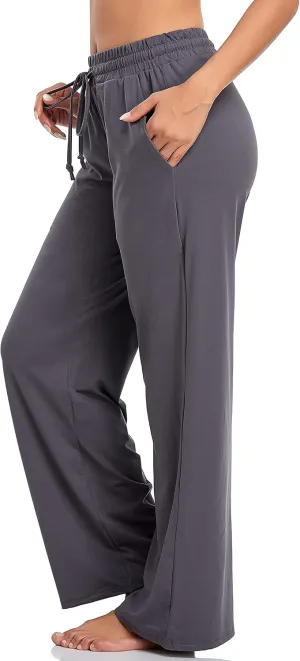 ADANIKI Sweatpants Women Yoga Pants with Pockets for Women Pajamas Work Pants Wide Leg Drawstring Pants for Women's Lounge