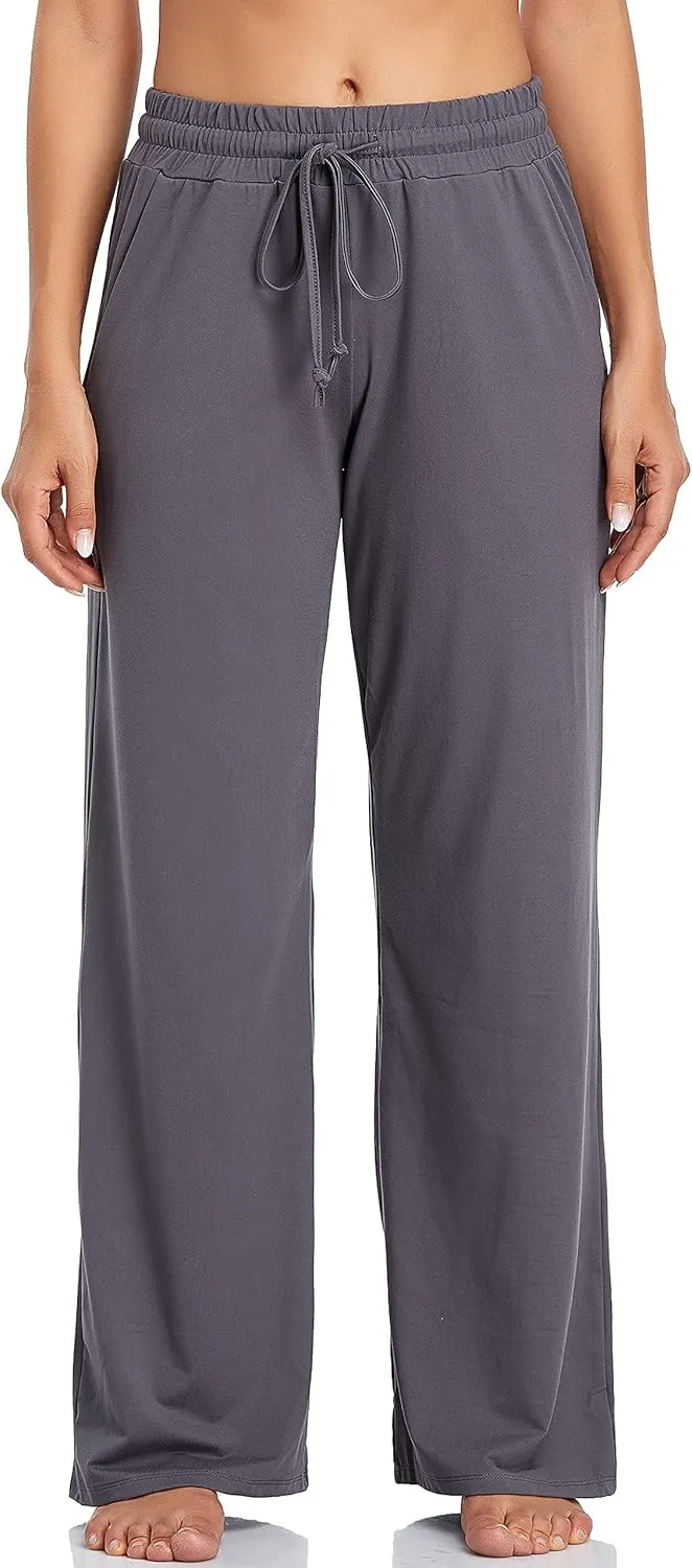 ADANIKI Sweatpants Women Yoga Pants with Pockets for Women Pajamas Work Pants Wide Leg Drawstring Pants for Women's Lounge