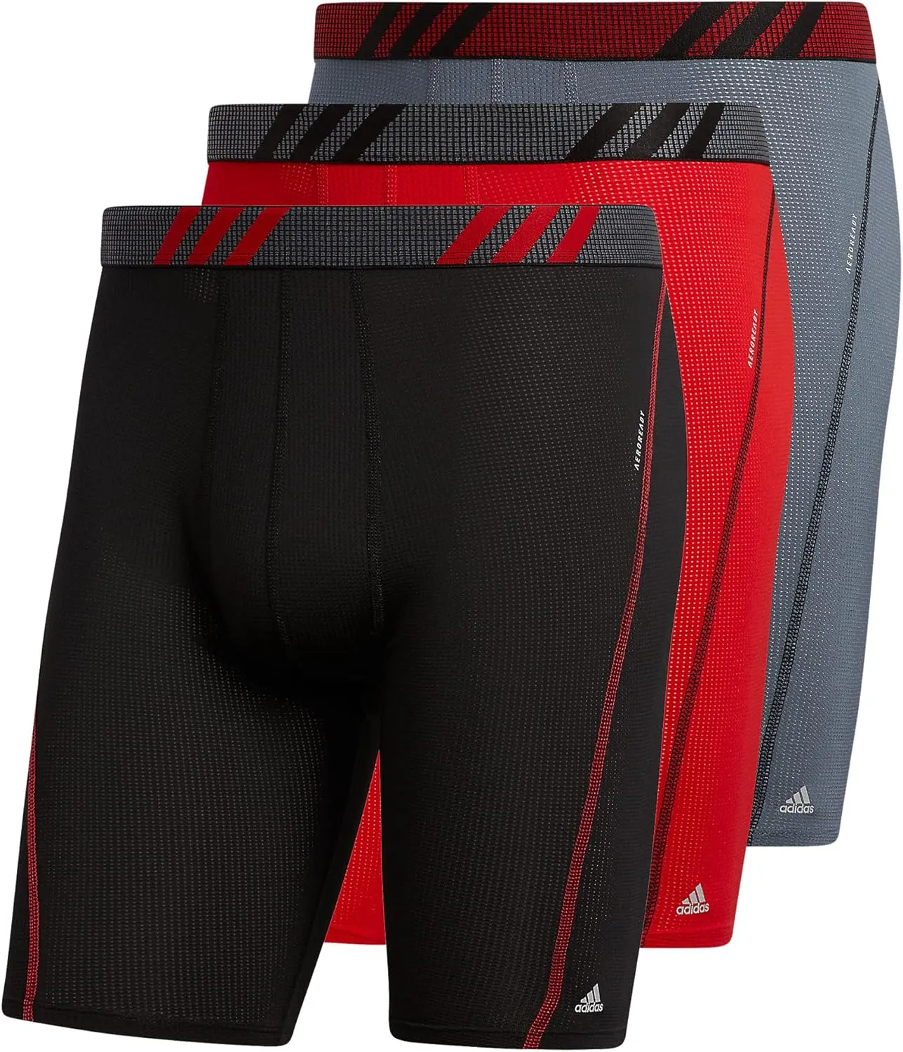 adidas Men's Sport Performance Mesh Long Boxer Brief Underwear (3-Pack)