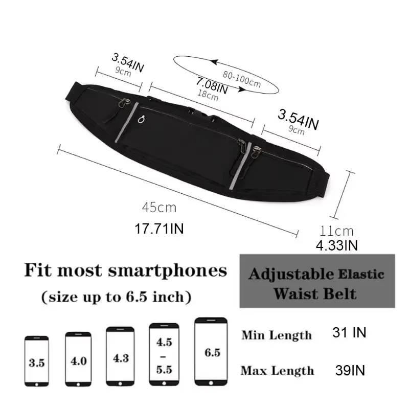 Adjustable Walking, Running Belt w/ Device Pockets
