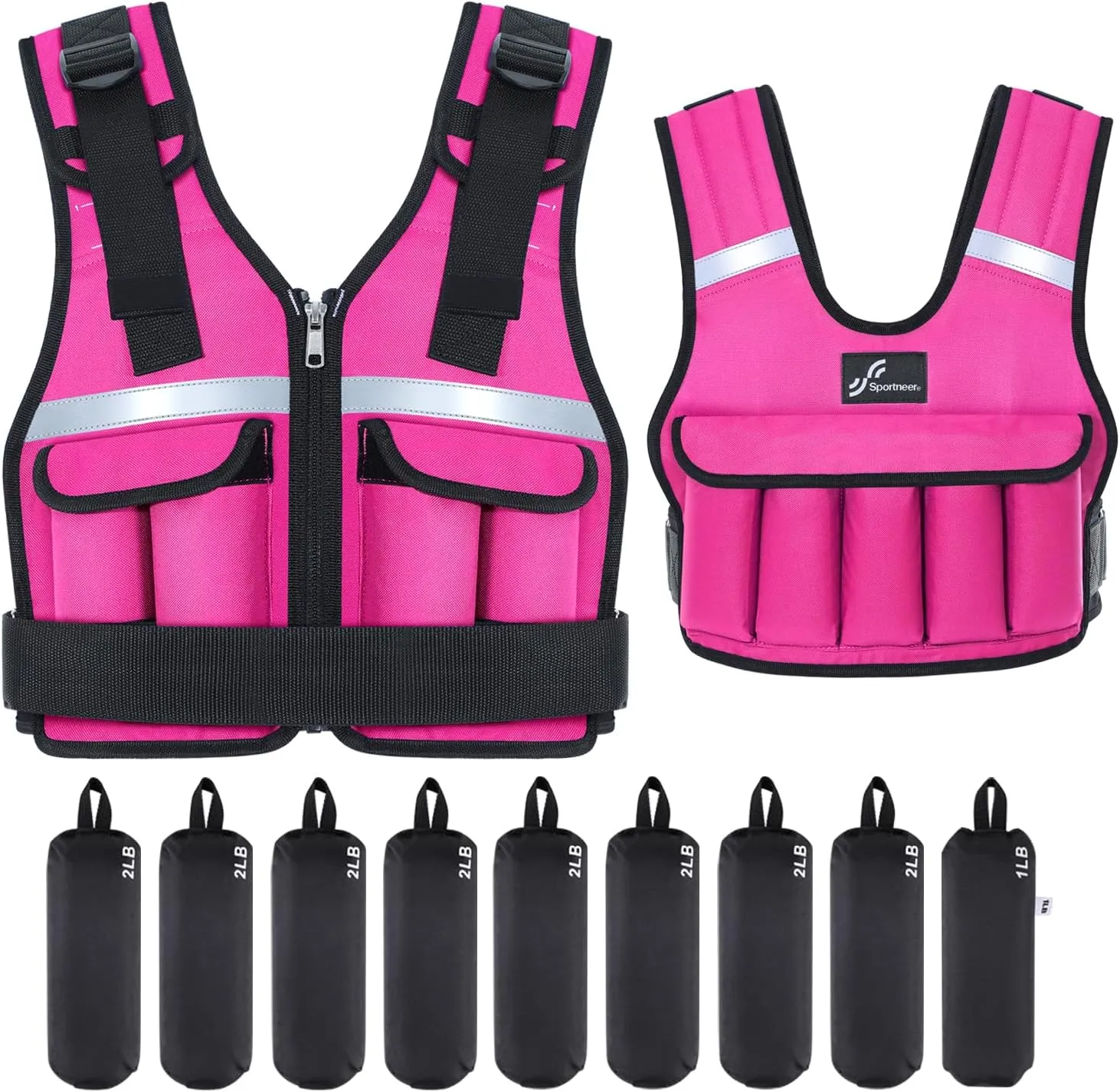 Adjustable Weighted Vest Weights Set: Sportneer 2-18 lbs/2-42 lbs Body Weight Vests 16 In 1 Fast Adjust Running Vest for Men Women Gym Home Workout Fitness Strength Training 2-18/42 lbs Removable
