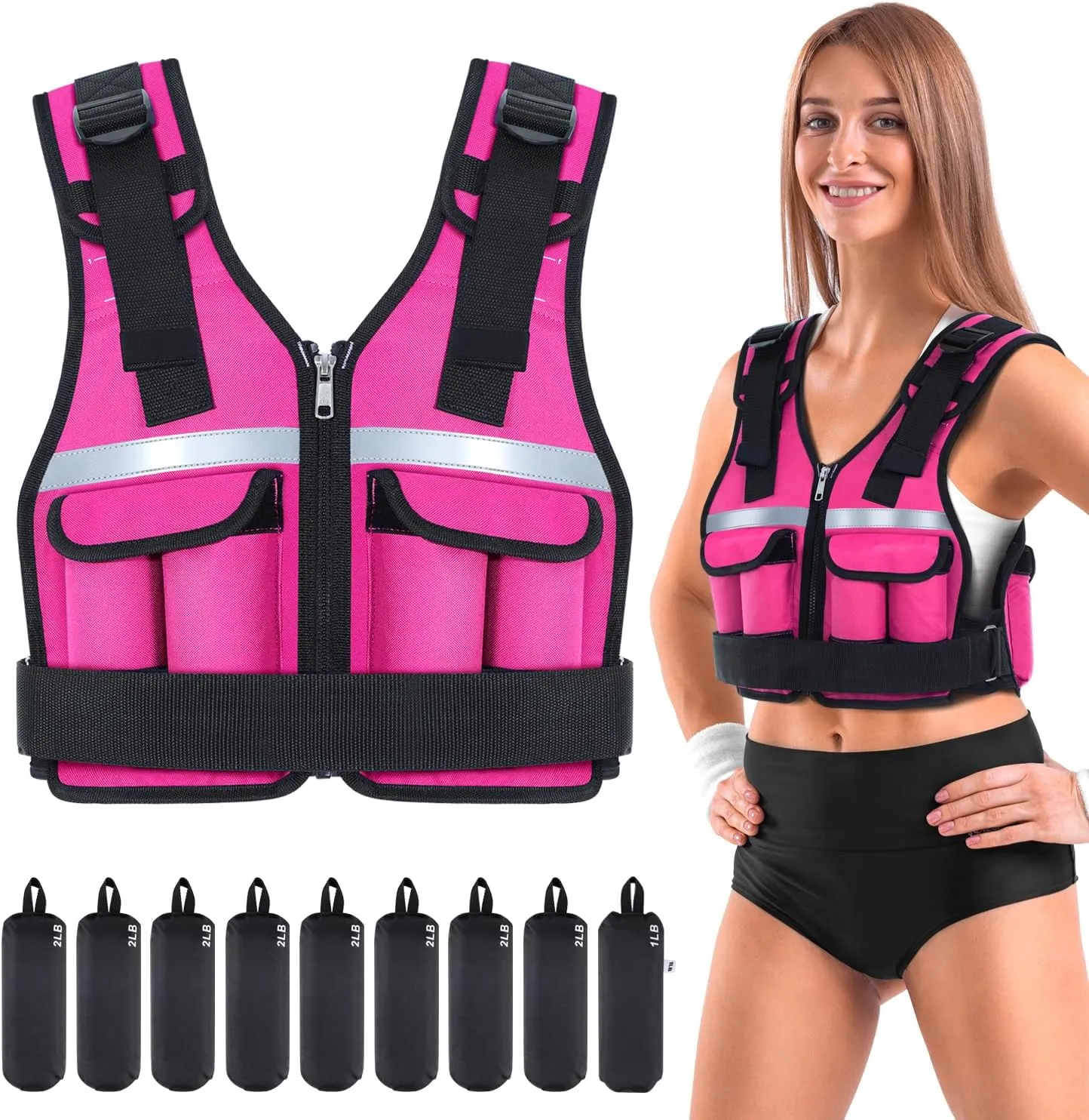 Adjustable Weighted Vest Weights Set: Sportneer 2-18 lbs/2-42 lbs Body Weight Vests 16 In 1 Fast Adjust Running Vest for Men Women Gym Home Workout Fitness Strength Training 2-18/42 lbs Removable