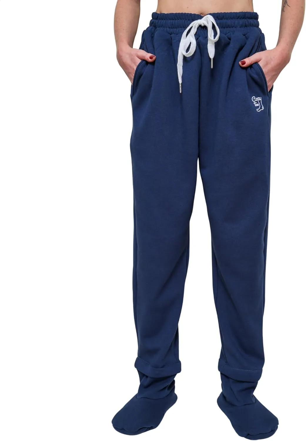 Adult Footed Sweatpants with Sherpa Fleece Lined Feet, Removeable Detachable Feet, Extremely Soft & Warm Footing