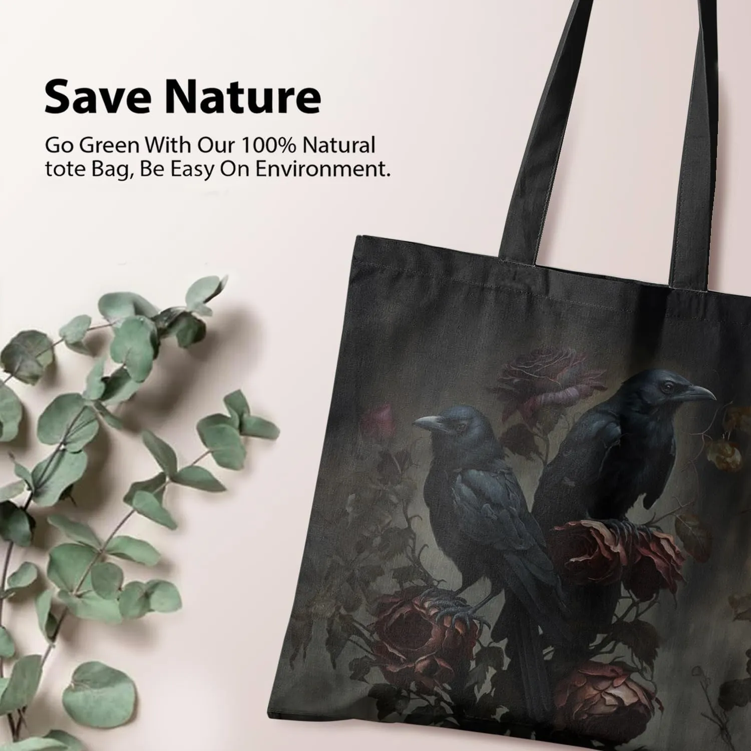 Aesthetic Goth Canvas Tote - Witchy Gothic Bag for Women, Goth Gifts