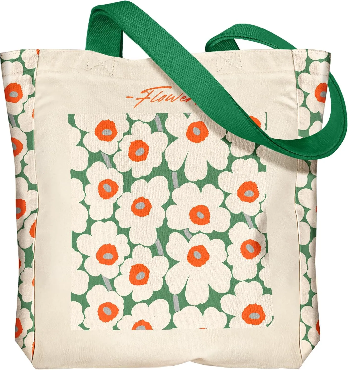 Aesthetic Heavy Canvas Tote Bag - with Pocket for Women Large Size 14''×16''×3.5'' Cloth Cotton Bags for Shopping
