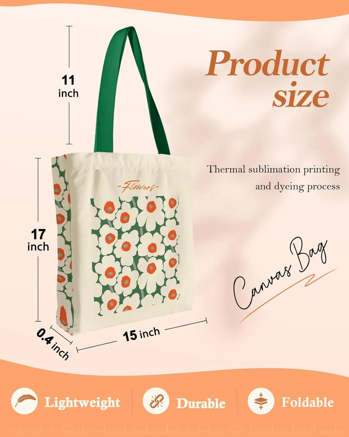 Aesthetic Heavy Canvas Tote Bag - with Pocket for Women Large Size 14''×16''×3.5'' Cloth Cotton Bags for Shopping