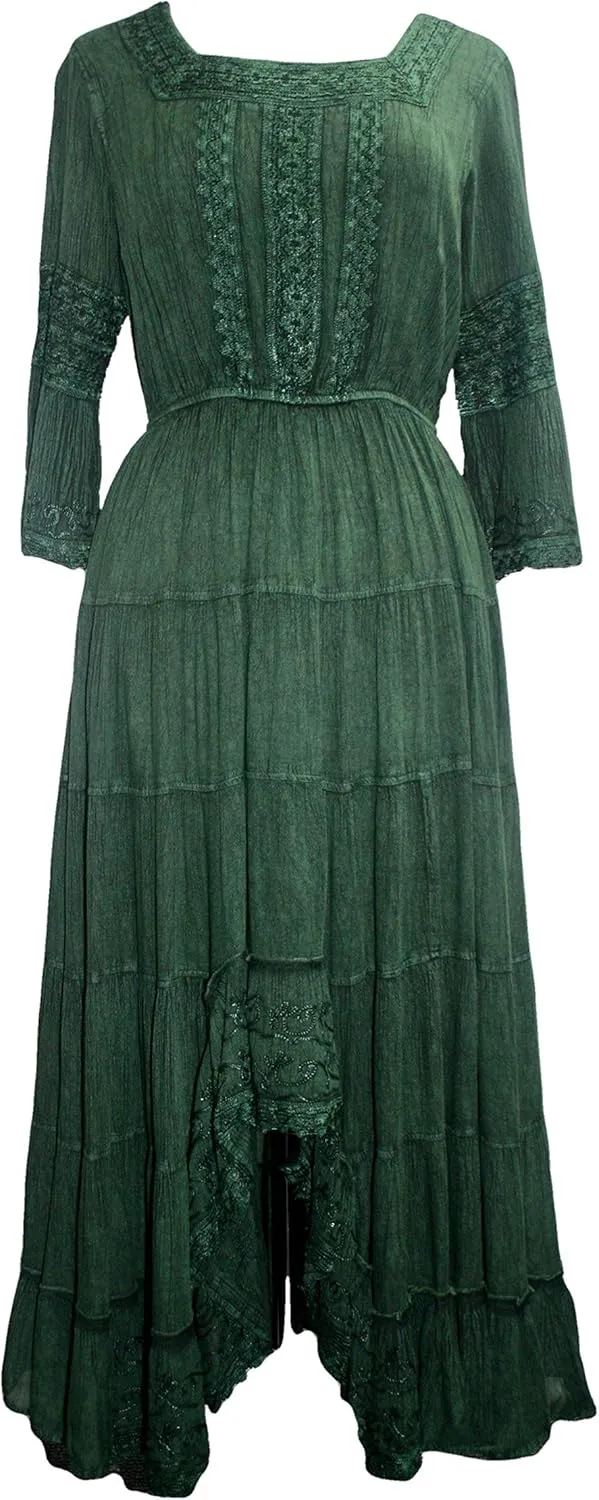 Agan Traders Women's 2025 Spring Vintage Medieval High-Low Tiered Long Sleeve Formal Dress Gown