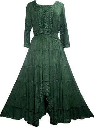 Agan Traders Women's 2025 Spring Vintage Medieval High-Low Tiered Long Sleeve Formal Dress Gown
