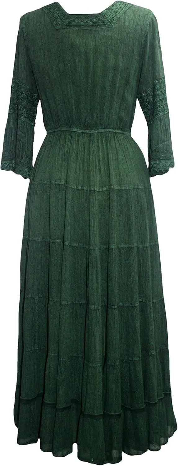Agan Traders Women's 2025 Spring Vintage Medieval High-Low Tiered Long Sleeve Formal Dress Gown