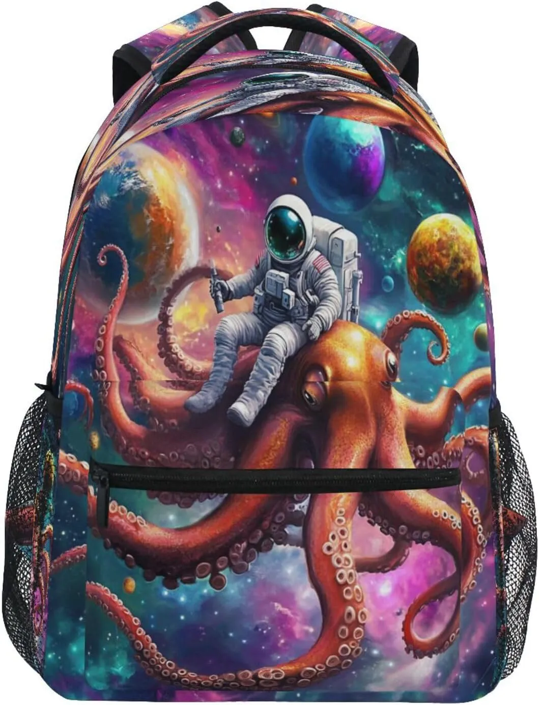 ALAZA Astronaut Octopus Space Kids School Backpack for Boys Girls Teens Bookbag Travel Daypack Bag 16 inch