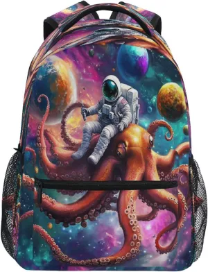 ALAZA Astronaut Octopus Space Kids School Backpack for Boys Girls Teens Bookbag Travel Daypack Bag 16 inch