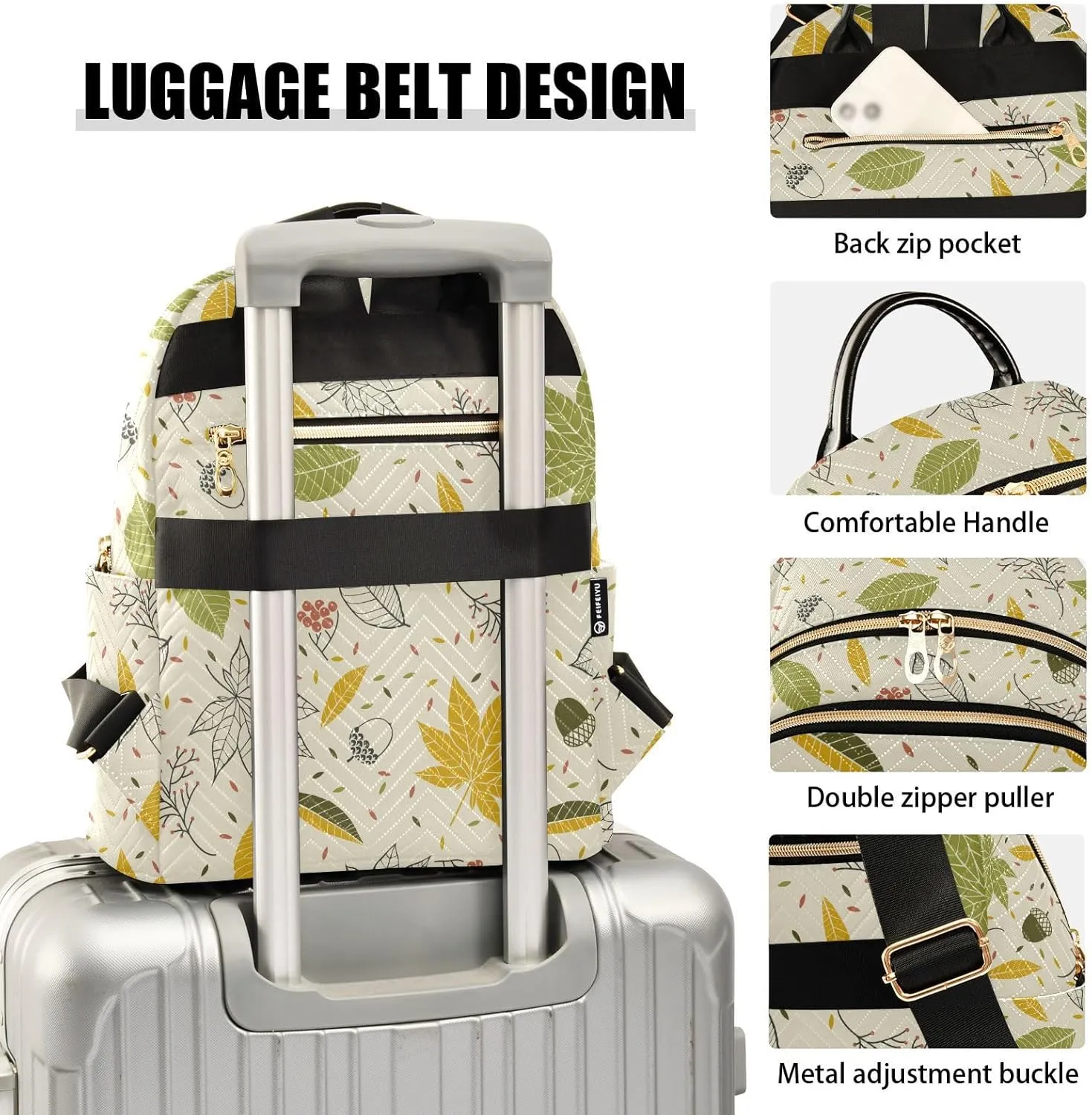 ALAZA Autumn Leaves Cones Acorns Women Backpack Purse Shoulder Bag