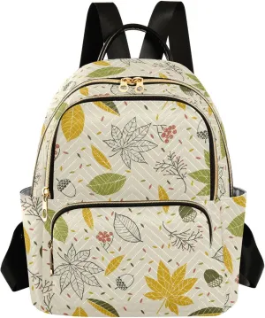 ALAZA Autumn Leaves Cones Acorns Women Backpack Purse Shoulder Bag