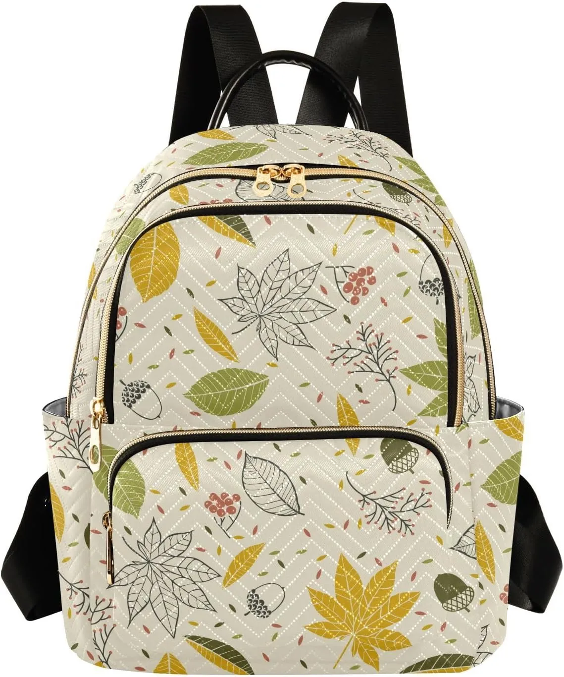 ALAZA Autumn Leaves Cones Acorns Women Backpack Purse Shoulder Bag