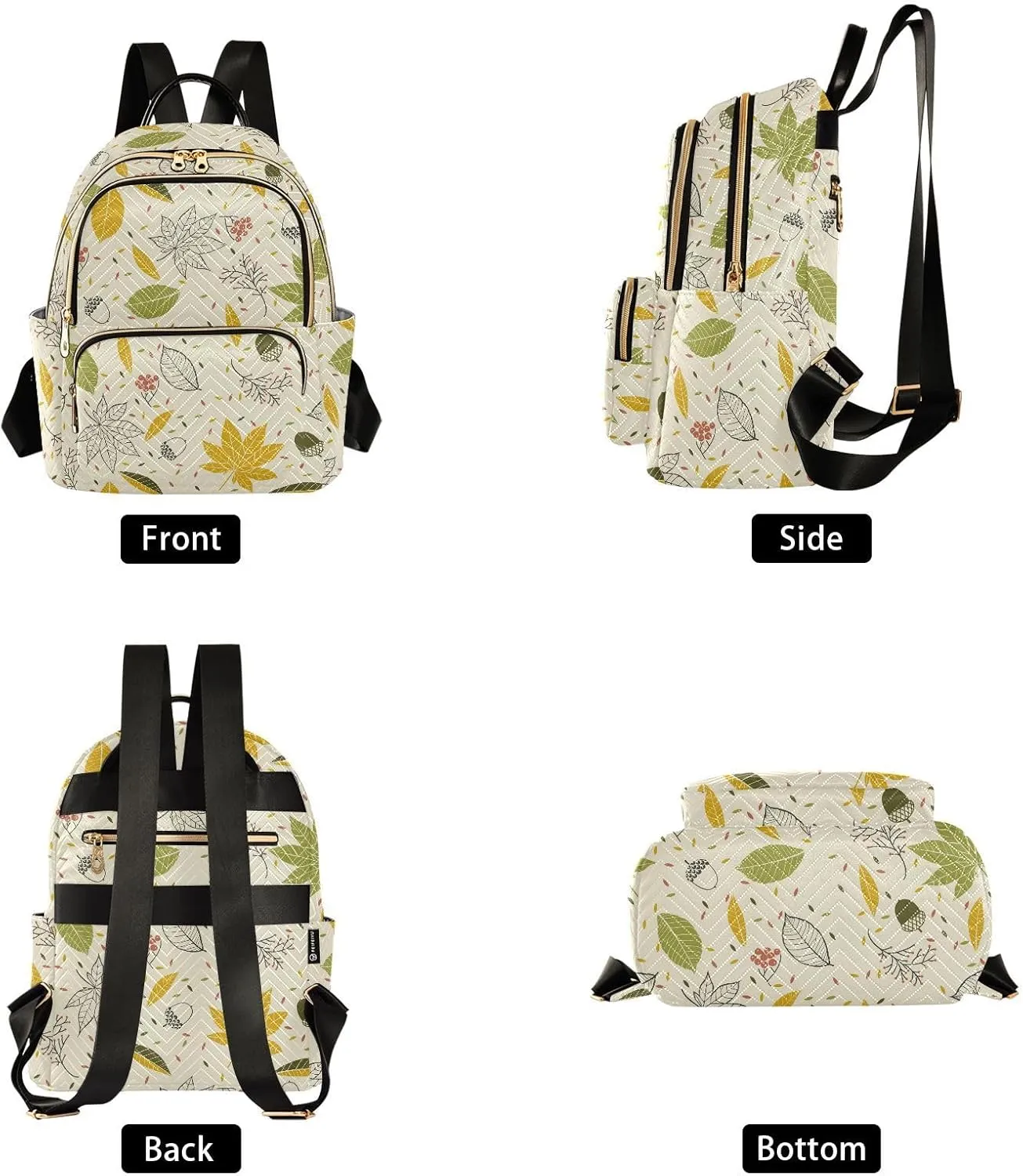 ALAZA Autumn Leaves Cones Acorns Women Backpack Purse Shoulder Bag