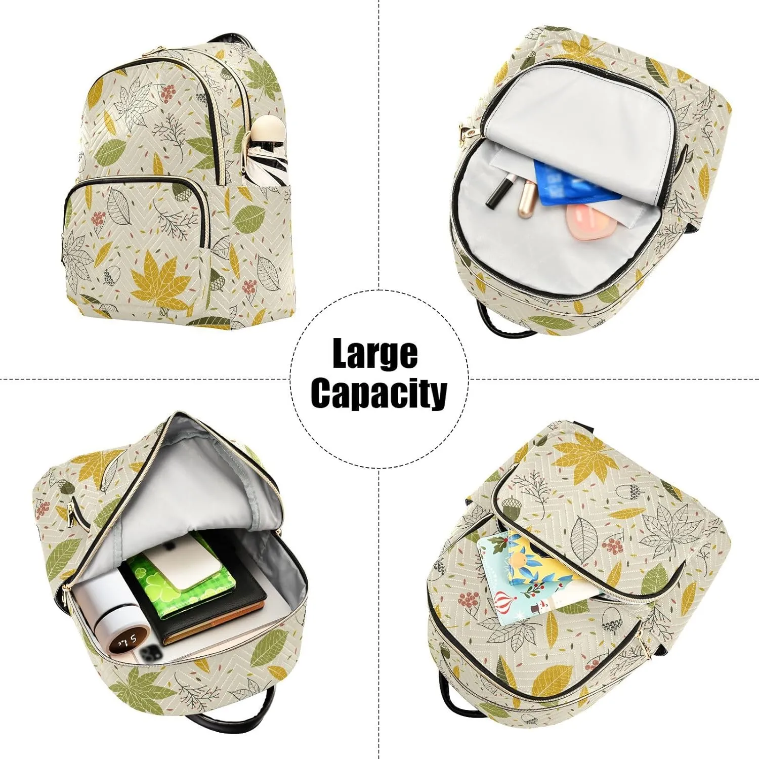 ALAZA Autumn Leaves Cones Acorns Women Backpack Purse Shoulder Bag