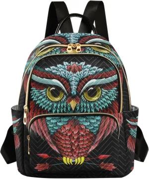 ALAZA Boho Owl Print Bohemian Mini Backpack Purse for Women Travel Bag Fashion Daypack Back Pack Shoulder Bag