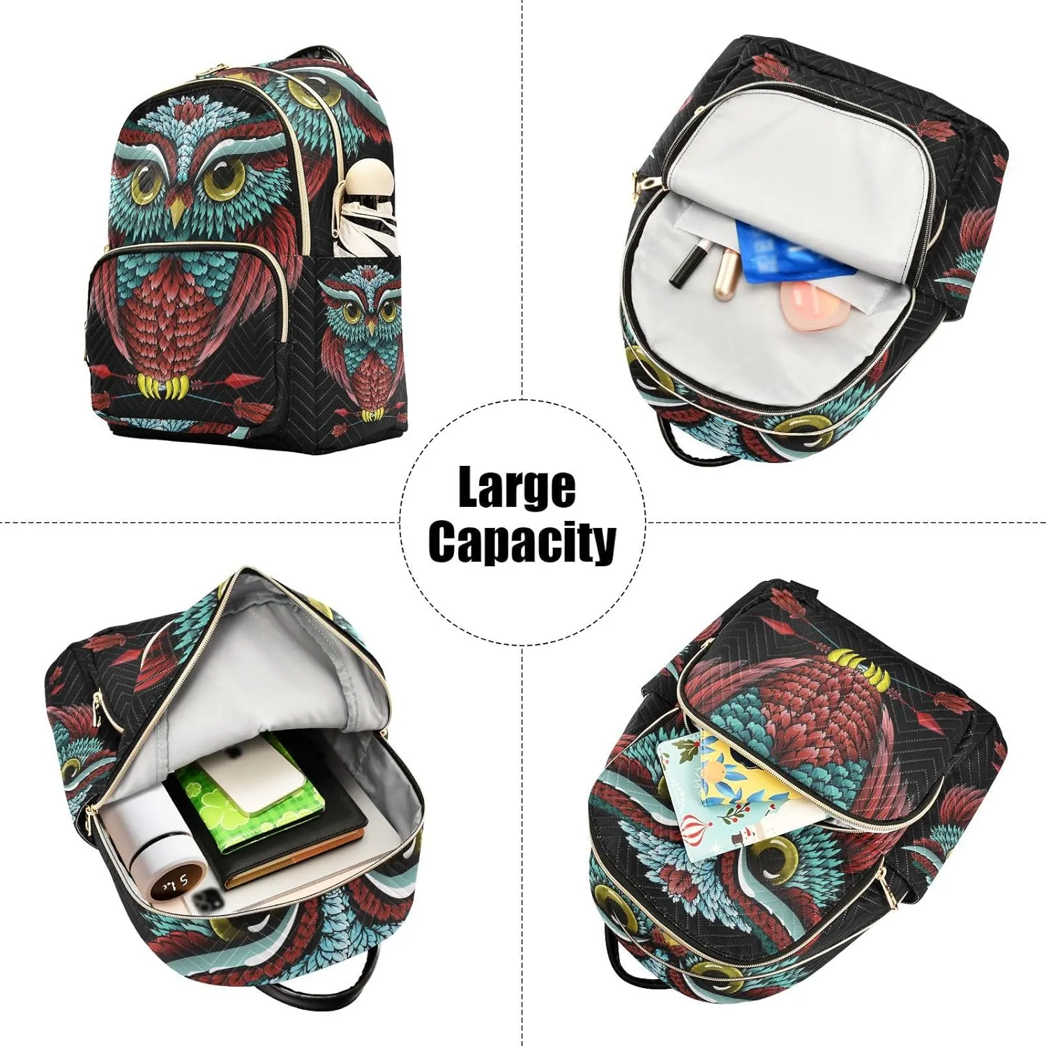 ALAZA Boho Owl Print Bohemian Mini Backpack Purse for Women Travel Bag Fashion Daypack Back Pack Shoulder Bag