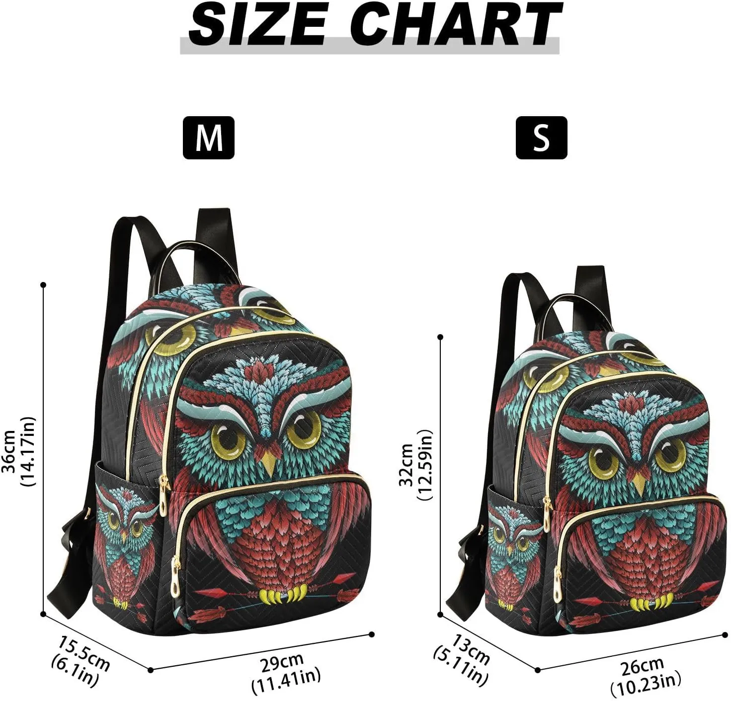 ALAZA Boho Owl Print Bohemian Mini Backpack Purse for Women Travel Bag Fashion Daypack Back Pack Shoulder Bag