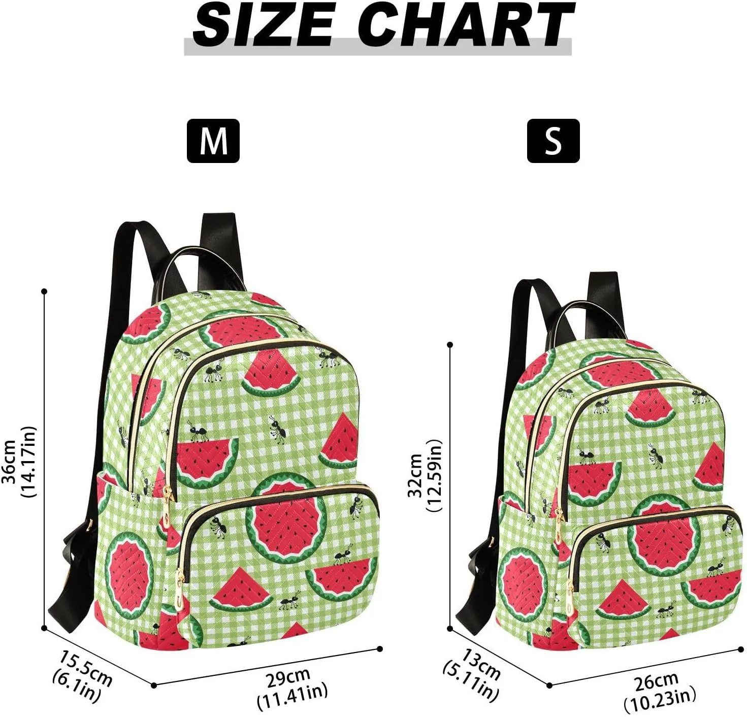 ALAZA Cute Ants and Slices Of Juicy Watermelon Women Backpack Purse Shoulder Bag