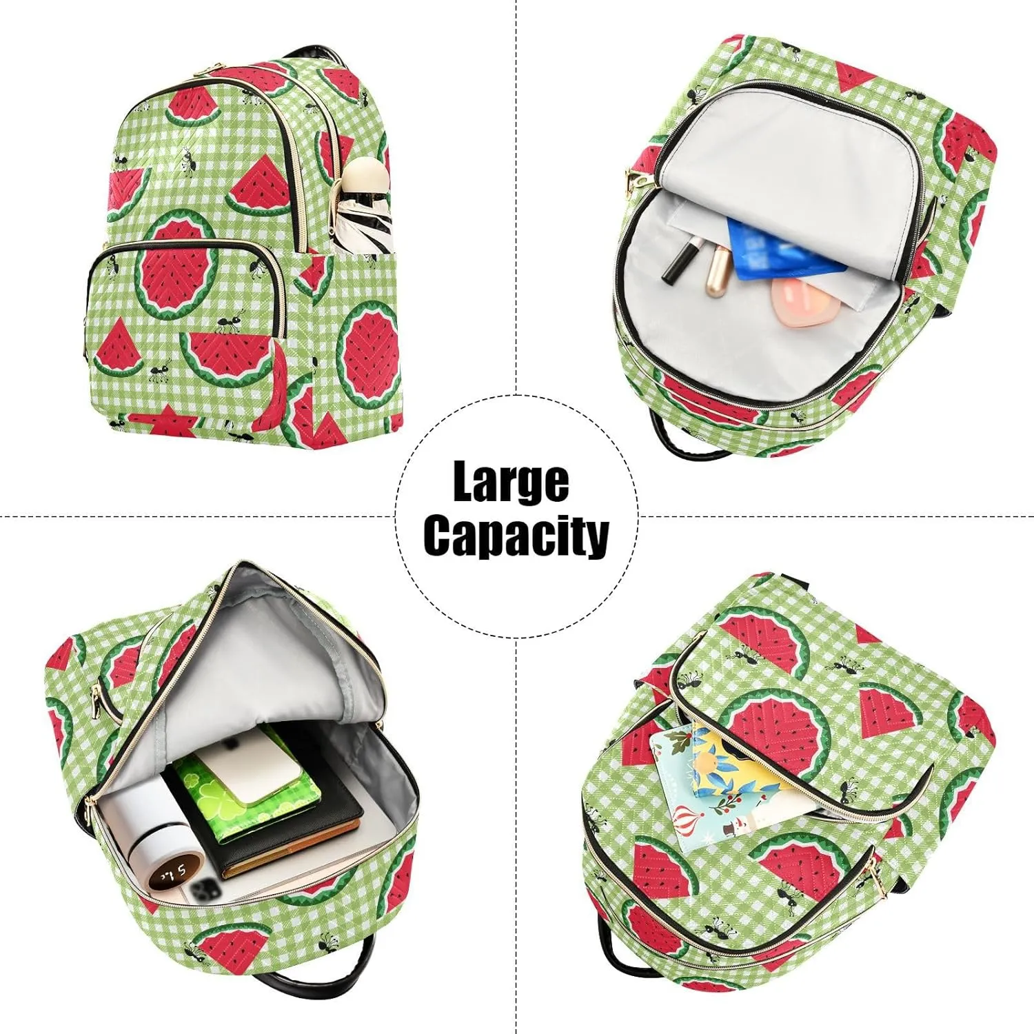ALAZA Cute Ants and Slices Of Juicy Watermelon Women Backpack Purse Shoulder Bag