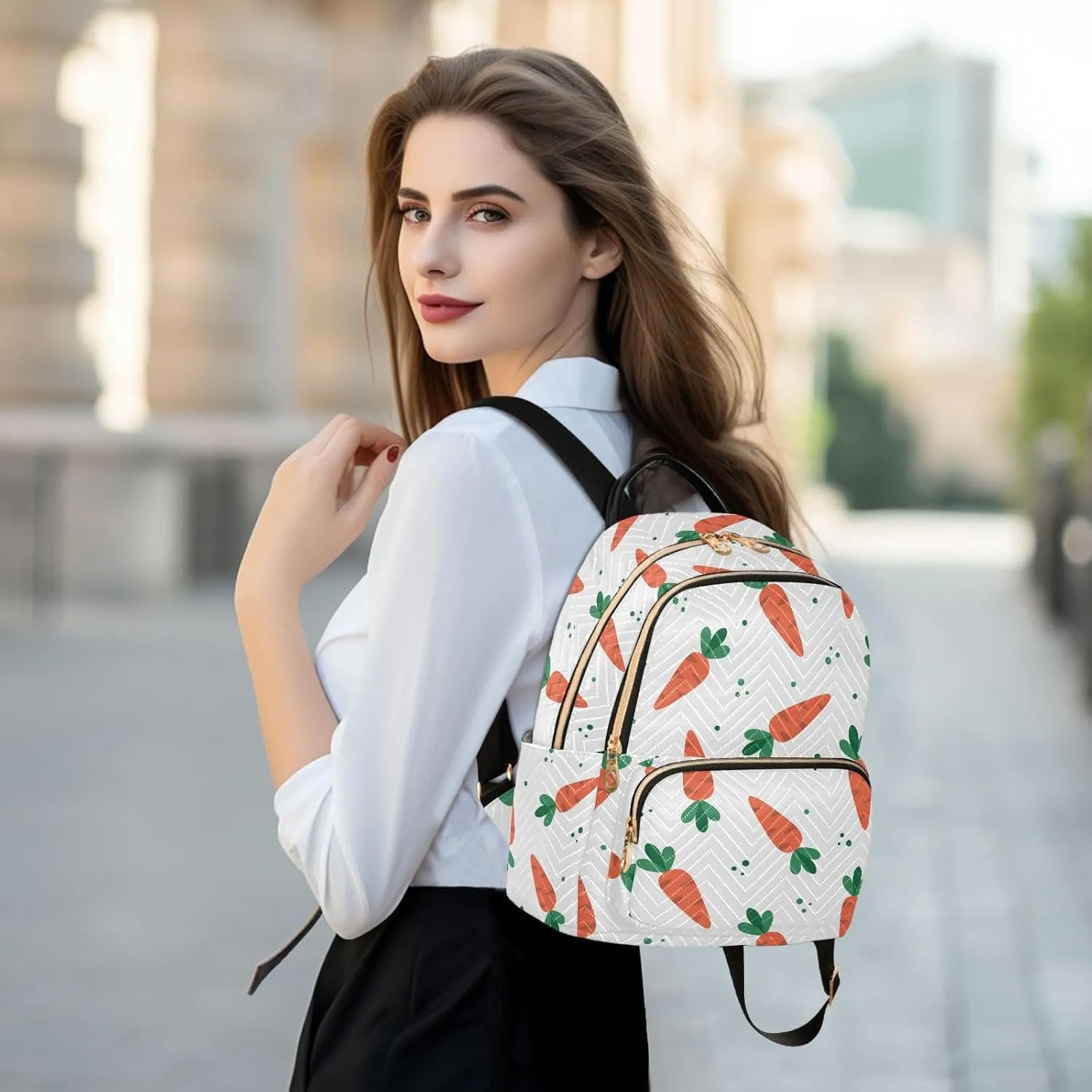 ALAZA Easter Carrots Cartoon Women Backpack Purse Shoulder Bag