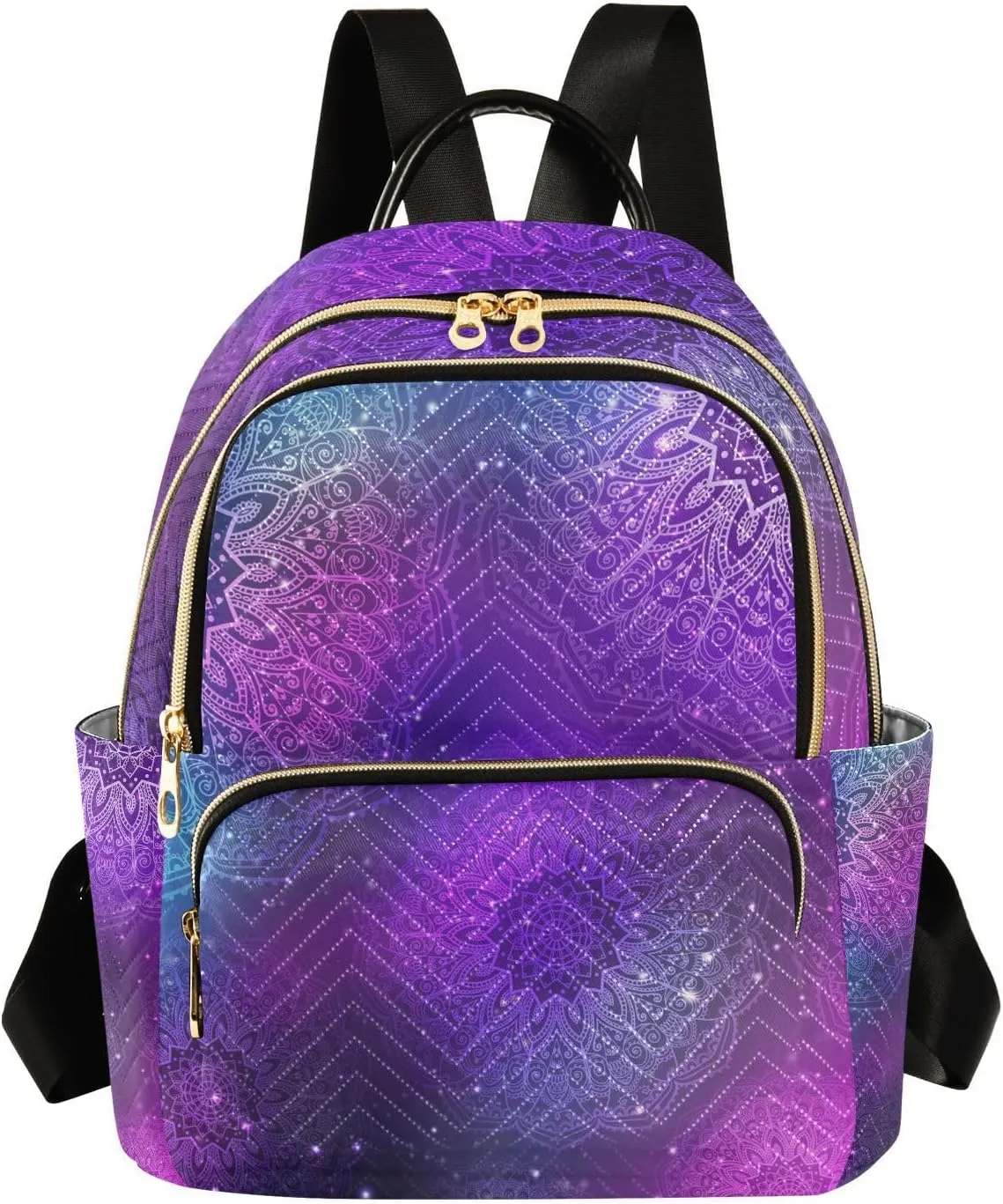 ALAZA Galaxy Watercolor Mandala Pattern Small Backpack Purse for Women Travel Bag Fashion Daypack Back Pack Shoulder Bag