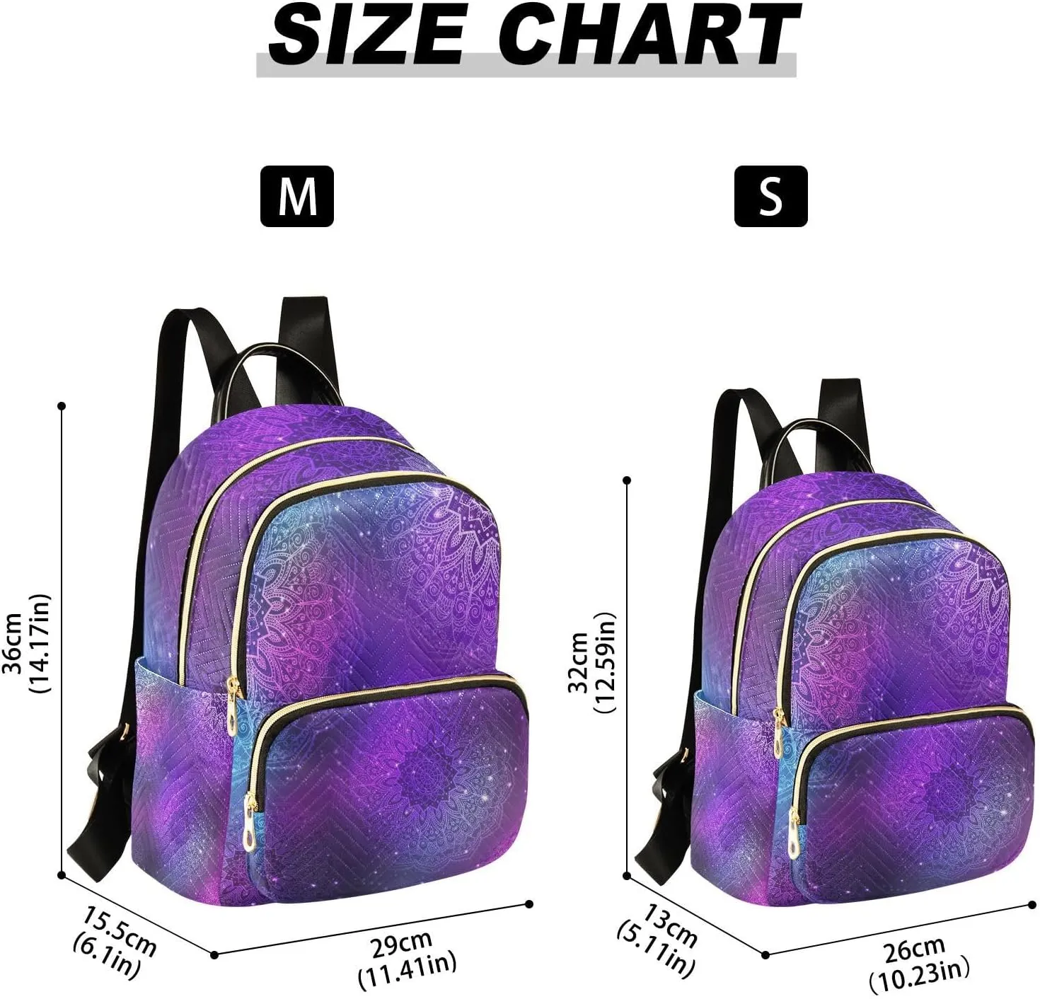 ALAZA Galaxy Watercolor Mandala Pattern Small Backpack Purse for Women Travel Bag Fashion Daypack Back Pack Shoulder Bag