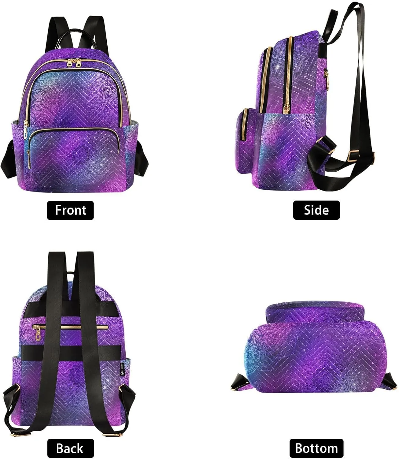ALAZA Galaxy Watercolor Mandala Pattern Small Backpack Purse for Women Travel Bag Fashion Daypack Back Pack Shoulder Bag
