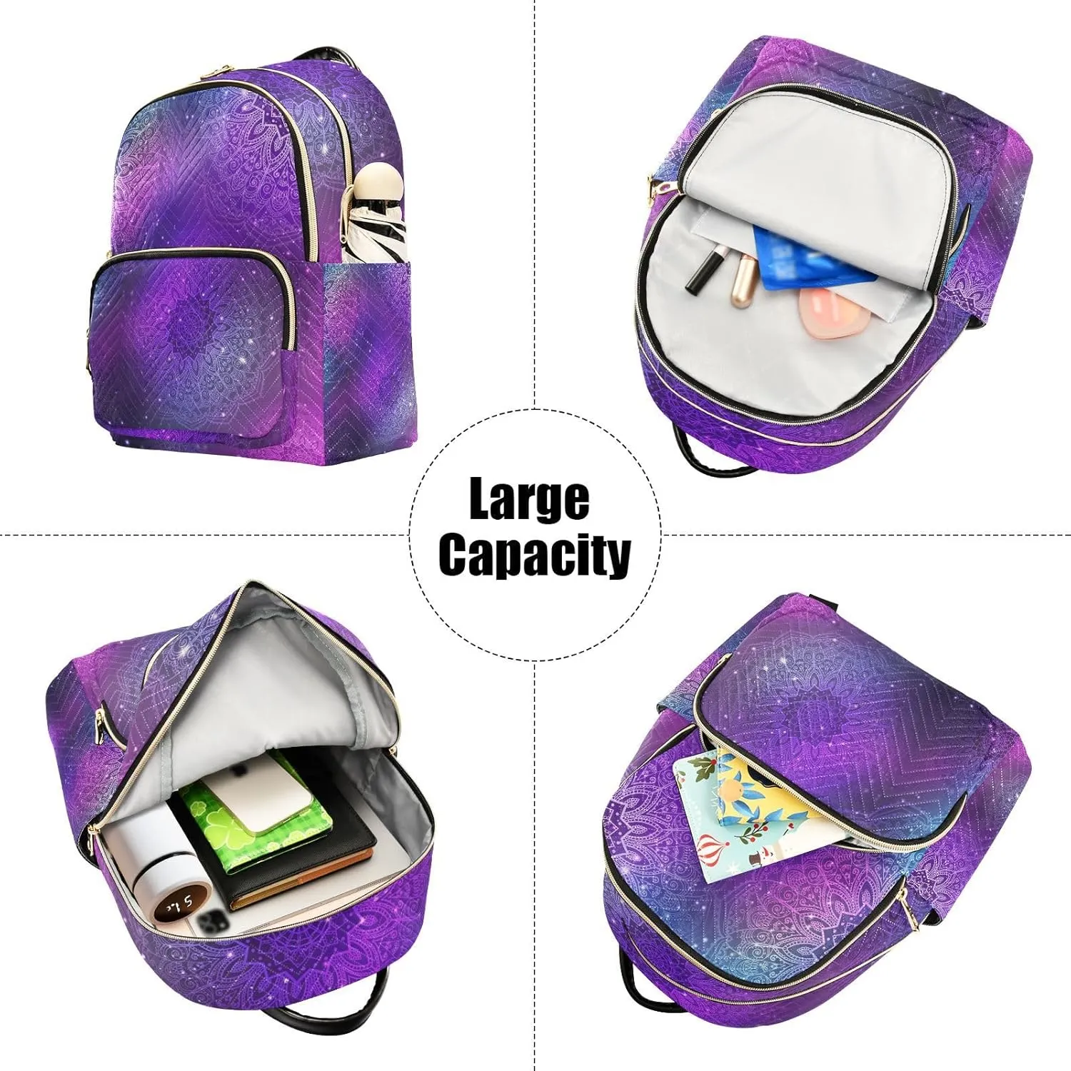 ALAZA Galaxy Watercolor Mandala Pattern Small Backpack Purse for Women Travel Bag Fashion Daypack Back Pack Shoulder Bag