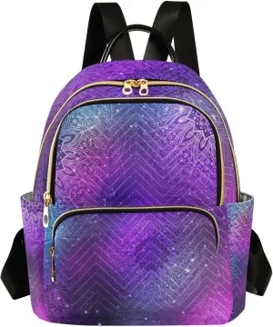 ALAZA Galaxy Watercolor Mandala Pattern Small Backpack Purse for Women Travel Bag Fashion Daypack Back Pack Shoulder Bag