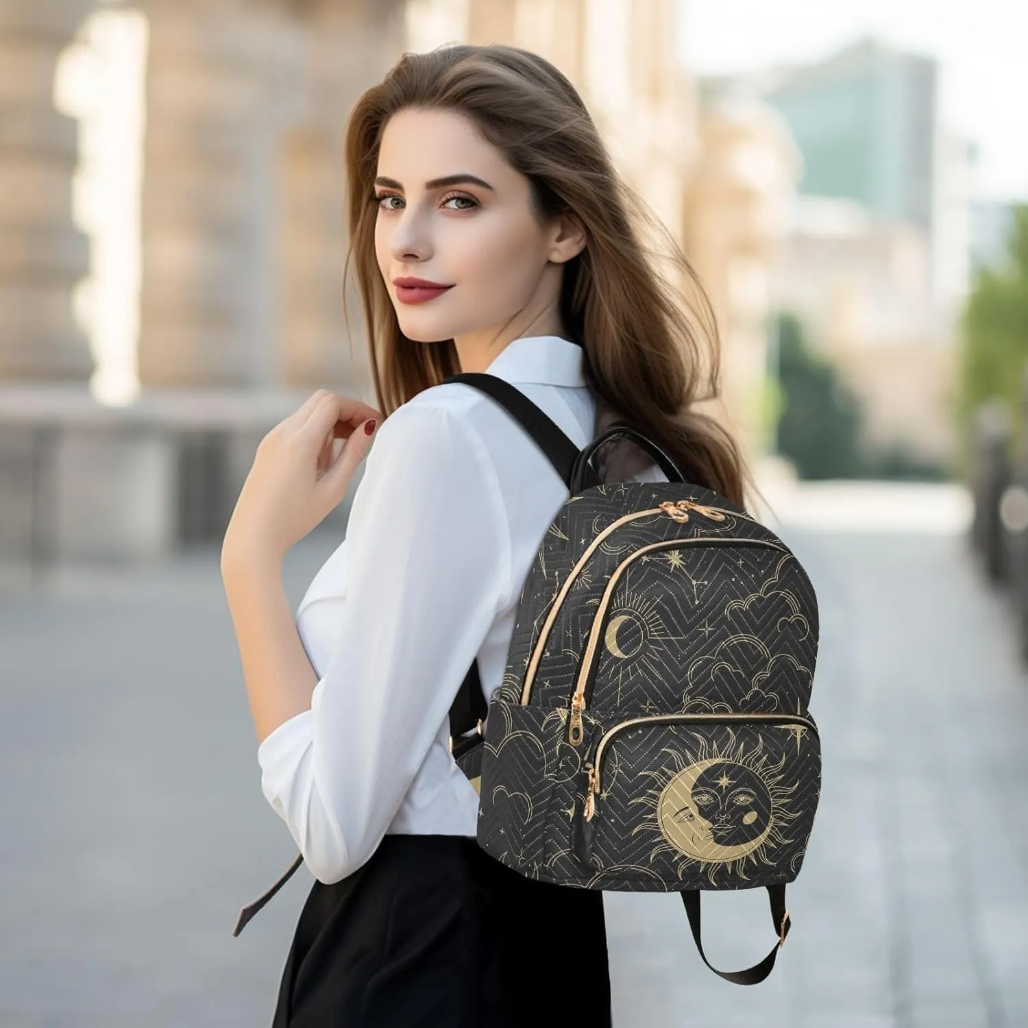 ALAZA Sun Moon Stars Constellations Witchery Small Backpack Purse for Women Travel Bag Fashion Daypack Back Pack Shoulder Bag