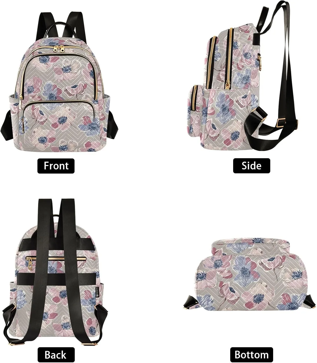 ALAZA Travel Backpack Purse for Women Fashion Anti-theft Work Casual Flower Anemone Daypack Shoulder Bag Medium Size
